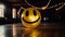 Smiling, fun, cheerful night happiness, joy, decoration, shiny yellow celebration ball generated by AI