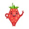 Smiling funny strawberry showing victory sign. Cute cartoon emoji character vector Illustration