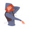 Smiling Girl in Hoodie Listening to Music with Earphones and Dancing, Happy Girl Using Smartphone or Audio Player Vector