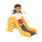 Smiling Girl Sliding Down Playing and Having Fun Vector Illustration