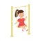 Smiling Girl Swinging Playing and Having Fun Vector Illustration