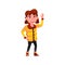 smiling girl teen wearing autumn season clothing gesturing ok to friend cartoon vector