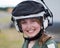 Smiling Girl Wearing Flying Helmet