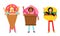 Smiling Girls in Food Costumes Standing and Waving Hand Vector Illustration Set