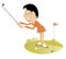 Smiling golfer woman on the golf course illustration
