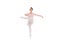 Smiling gorgeous ballerina spinning on one leg