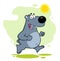 Smiling Gray Bear Cartoon Character Running