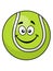 Smiling green cartoon tennis ball