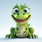 Smiling Green Dinosaur: High-quality 3d Art In Unreal Engine