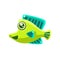 Smiling Green Fantastic Aquarium Tropical Fish Cartoon Character