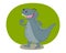 Smiling grey crocodile dinosaur with large pointed teeth with green decoration