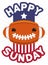 Smiling Gridiron Football Ball Promoting a Happy Sunday, Vector Illustration