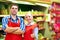 Smiling grocery staff working in supermarket