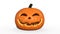 Smiling Halloween pumpkin, carved Jack O Lantern pumpkin decoration isolated on white background, 3D render