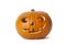 Smiling Halloween pumpkin on white background