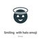 Smiling with halo emoji vector icon on white background. Flat vector smiling with halo emoji icon symbol sign from modern emoji