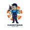 Smiling Handyman vector design logo