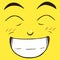 Smiling happy face isolated in yellow color