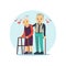 Smiling and happy old couple. Elderly family in love cartoon character