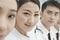 Smiling Healthcare workers standing in a row, China, Close-up on Nurse looking at camera