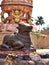 Smiling holy cow statue, Darasuram temple, Tamil Nadu, southern India