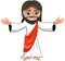 Smiling Jesus Christ Open Hands Isolated