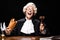 smiling judge in judicial robe and