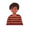 Smiling kid face boy. Avatar child with skin cartoon head portrait. School character icon. Cute little person teenager. Flat