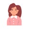 Smiling kid face girl. Avatar child with skin cartoon head portrait. School character icon. Cute little person teenager. Flat