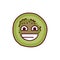 Smiling kiwi color line icon. Mascot of emotions