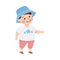 Smiling Little Boy in Hat Standing Feeling Happy Vector Illustration