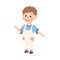 Smiling Little Boy Standing Feeling Happy Vector Illustration