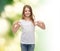 Smiling little girl in blank white t-shirt