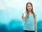 Smiling little girl giving glass of water