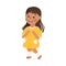 Smiling Little Girl in Yellow Dress Standing Feeling Happy Vector Illustration