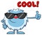 Smiling Little Yeti Cartoon Mascot Character With Sunglasses Holding A Thumb Up