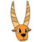 Smiling long horned antelope head emoticon, doodle icon image kawaii