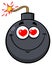 Smiling Love Bomb Face Cartoon Mascot Character With Hearts Eyes.