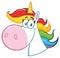 Smiling Magic Unicorn Head Cartoon Mascot Character