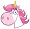 Smiling Magic Unicorn Head Cartoon Mascot Character.