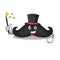 Smiling magician face mustache with on cartoon