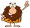 Smiling Male Caveman Cartoon Mascot Character Pointing