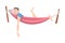 Smiling Male Lying in Hammock and Sleeping Vector Illustration