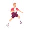 Smiling Man Character Dancing on Roller Skates Performing Tricky Movement Vector Illustration