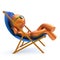 Smiling man relax beach deck chair summer sunglass person