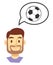 Smiling man thinking about soccer game vector illustration