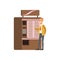 Smiling man using coffe vending machine, automatic device for hot drinks vector Illustration