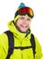 Smiling man wearing winter sports gear