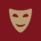 The smiling mask icon. Comedy and theater symbol. Flat