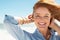 Smiling mature woman at beach